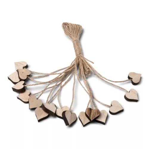 Photo du produit 16 Coeurs en bois avec ficelle