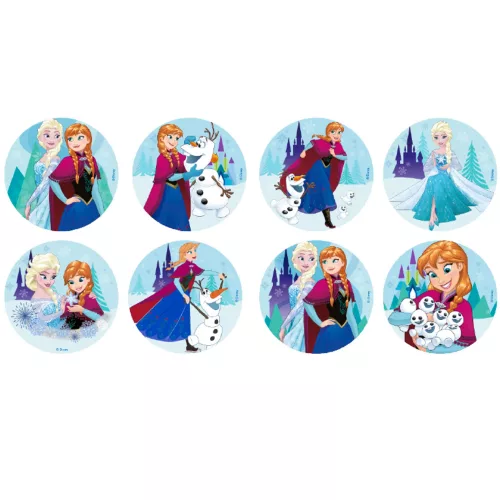 Photo du produit 16 Mini disques en sucre La Reine des Neiges 3,4 cm
