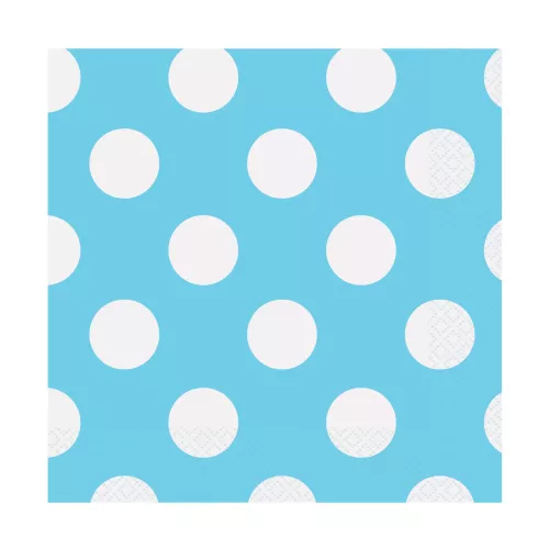 Photo du produit 16 Petites Serviettes en papier Bleues à pois 25 x 25 cm