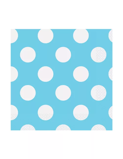 Photo du produit 16 Petites Serviettes en papier Bleues à pois 25 x 25 cm