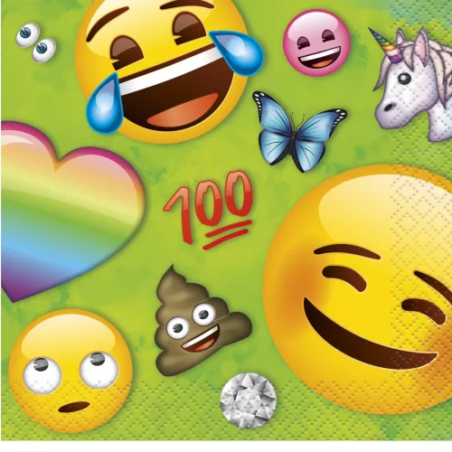 Photo du produit 16 Petites serviettes en papier Emoji Rainbow 25 x 25 cm