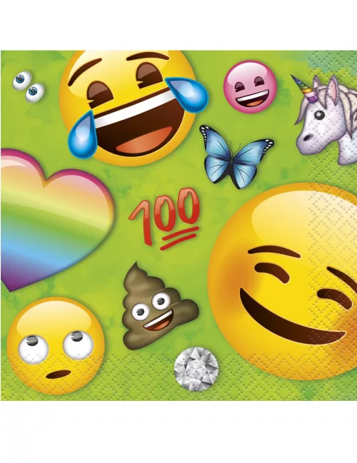 Photo du produit 16 Petites serviettes en papier Emoji Rainbow 25 x 25 cm