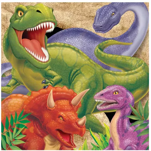 Photo du produit 16 Serviettes en papier Anniversaire Dinosaures 33 x 33 cm
