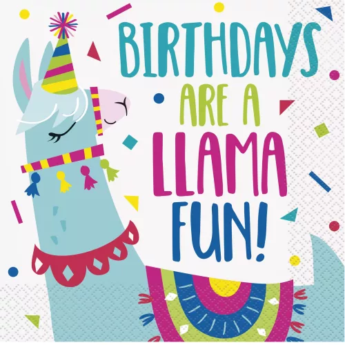 Photo du produit 16 Serviettes en papier anniversaire lama 33 x 33 cm