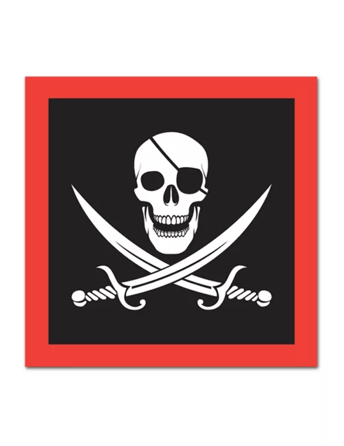 Photo du produit 16 Serviettes en papier Pirate tête de mort 33 x 33 cm