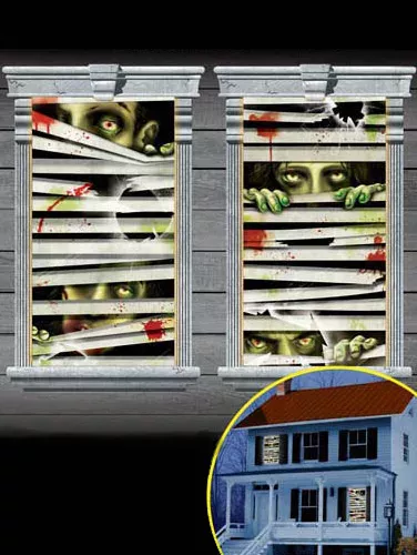 Photo du produit 2 Décorations pour fenêtre Zombies enfermés