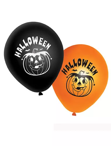 Photo du produit 20 Ballons oranges et noirs citrouilles Halloween