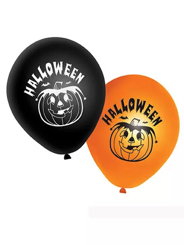 Photo du produit 20 Ballons oranges et noirs citrouilles Halloween