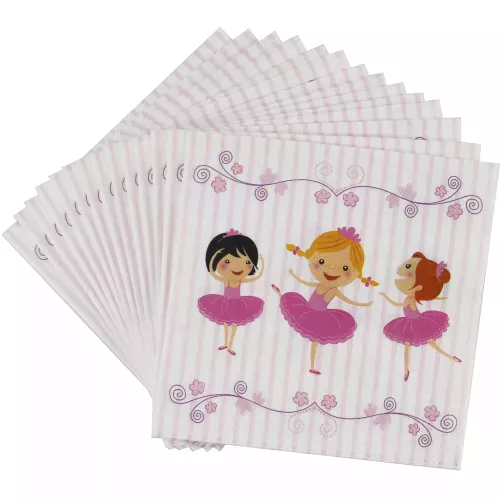 Photo du produit 20 Serviettes Ballerines 33 x 33 cm