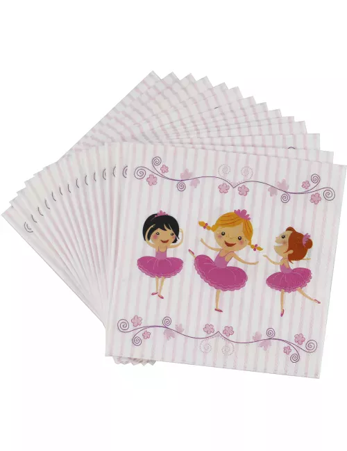 Photo du produit 20 Serviettes Ballerines 33 x 33 cm