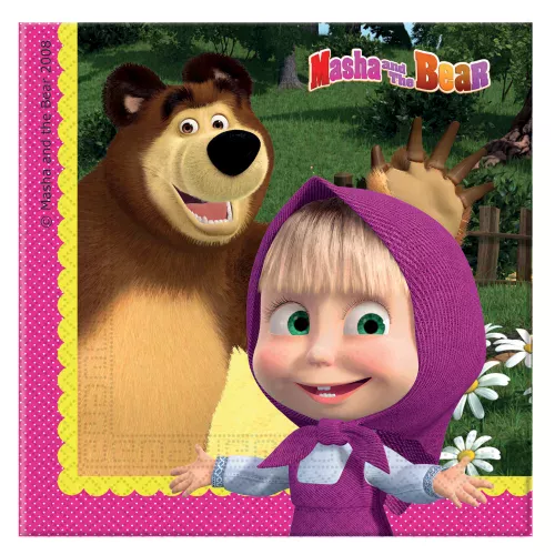 Photo du produit 20 Serviettes Masha et Michka 33 X 33 cm