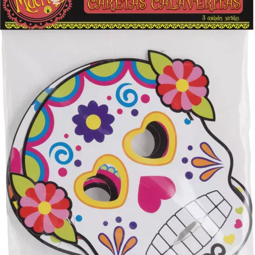 Photo du produit 3 Masques en cartons assortis Dia de los muertos adulte Halloween