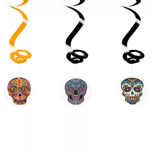 Photo du produit 3 suspensions spirale Dia de los muertos 60 cm