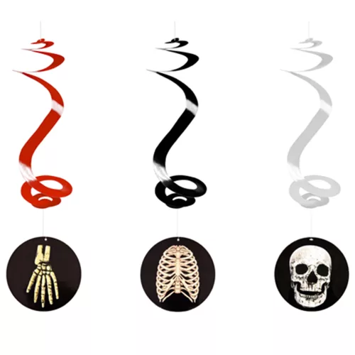Photo du produit 3 Suspensions spirale halloween squelette 60cm