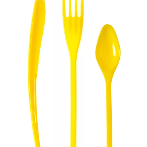 Photo du produit 30 Couverts en plastique jaune - Premium