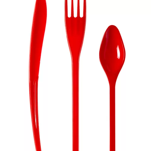 Photo du produit 30 Couverts en plastique rouge - Premium