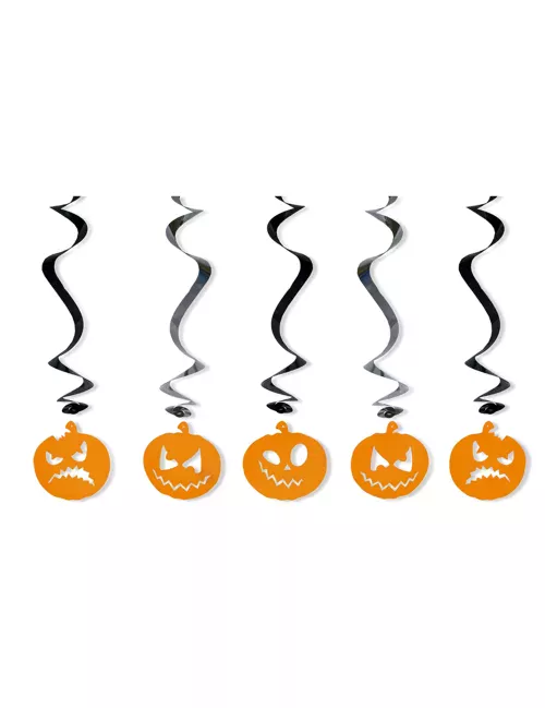 Photo du produit 5 Décorations à suspendre spirales Citrouilles Halloween 60 cm