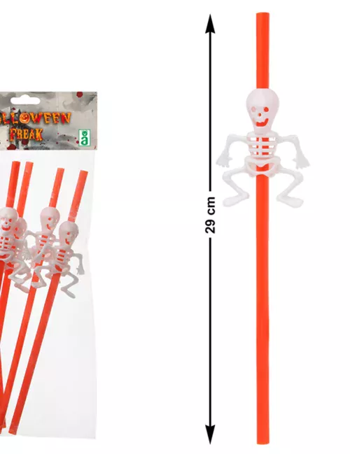 Photo du produit 5 Pailles oranges avec squelette Halloween 29 cm