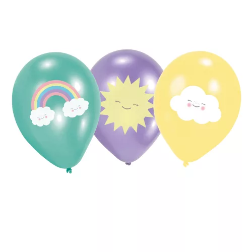 Photo du produit 6 Ballons en latex Petit Nuage menthe, violet et jaune 27,5 cm