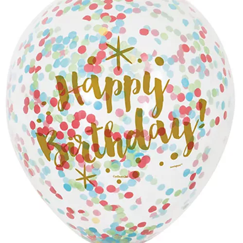 Photo du produit 6 Ballons Happy Birthday confettis multicolores
