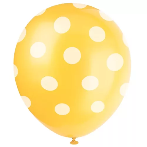 Photo du produit 6 ballons jaune à pois blanc