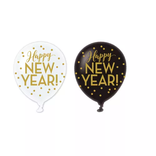 Photo du produit 6 Ballons latex Happy new year doré 30 cm