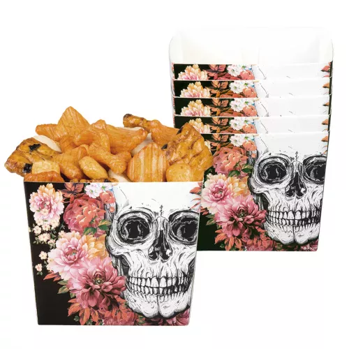 Photo du produit 6 Bols en carton squelette fleuri 40 cl