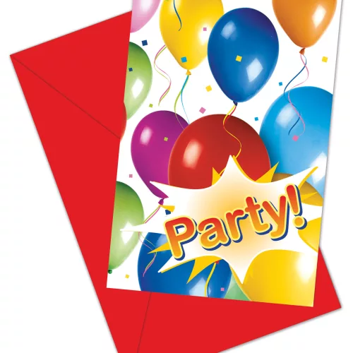 Photo du produit 6 Cartes d'invitation ballons volants