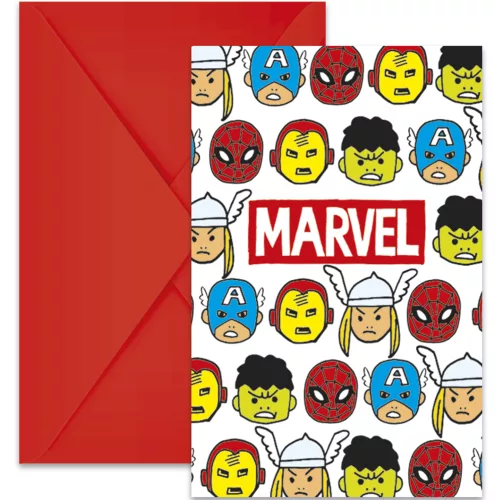 Photo du produit 6 Cartons d'invitation + enveloppes Avengers pop comic 14 x 9 cm