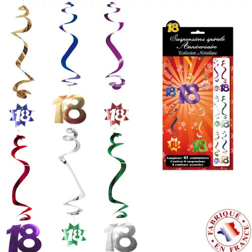 Photo du produit 6 Décorations à suspendre spirale 18 ans