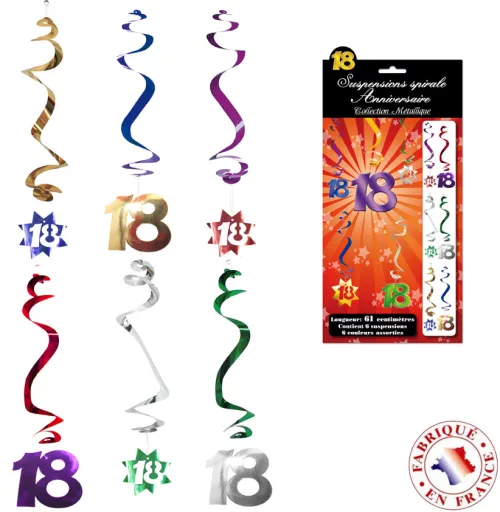 Photo du produit 6 Décorations à suspendre spirale 18 ans