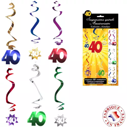 Photo du produit 6 Décorations à suspendre spirale 40 ans