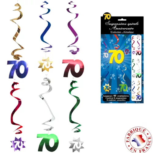 Photo du produit 6 Décorations à suspendre spirale 70 ans