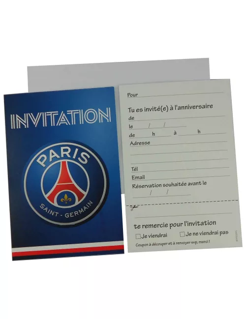 Photo du produit 6 Cartes d'invitation + 6 enveloppes PSG