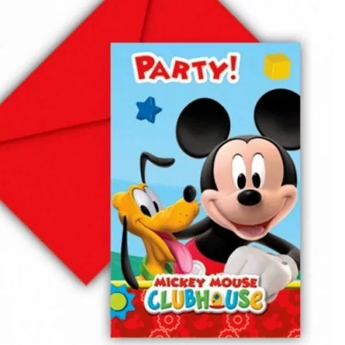 Photo du produit 6 invitations carton Mickey Mouse