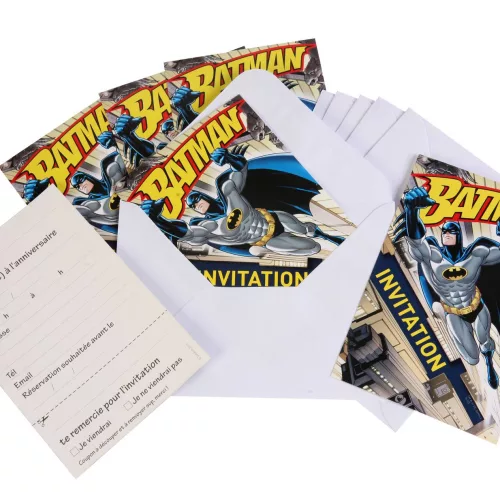 Photo du produit 6 Invitations + enveloppesBatman
