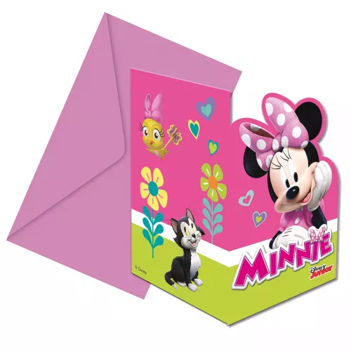 Photo du produit 6 Invitations + enveloppes Minnie Happy