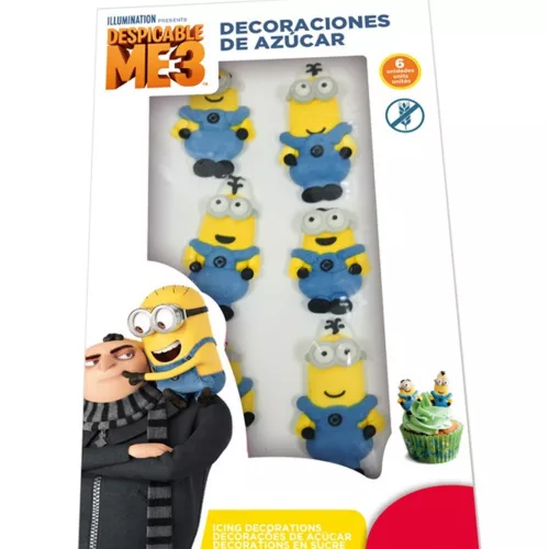 Photo du produit 6 Mini figurines en sucre 2D Minions 19 g