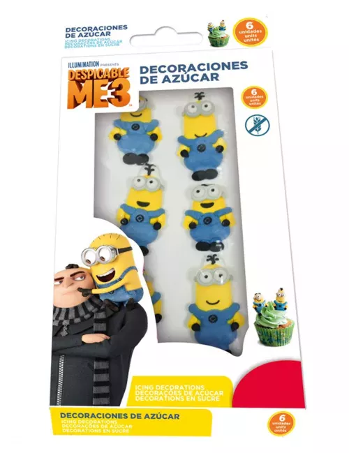 Photo du produit 6 Mini figurines en sucre 2D Minions 19 g