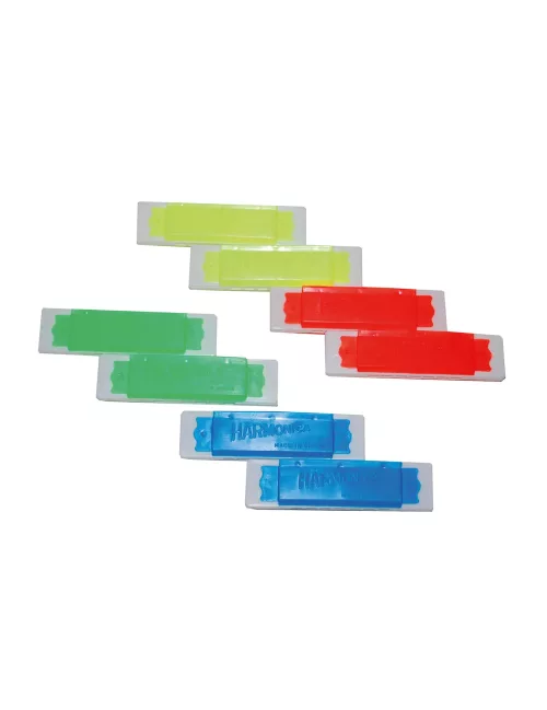 Photo du produit 8 Mini harmonicas colorés factices