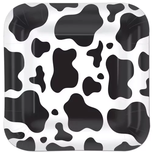 Photo du produit 8 Assiettes en carton carrées peau de vache 23 cm