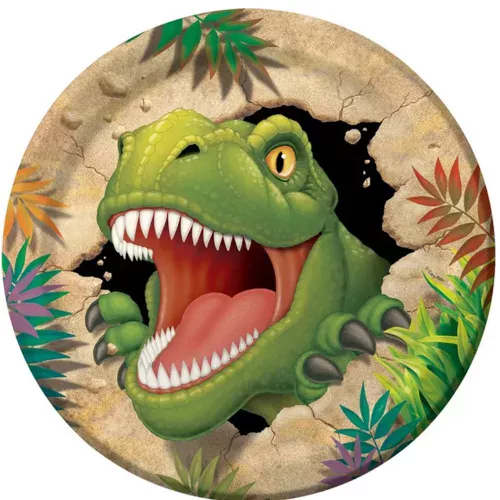 Photo du produit 8 Assiettes en carton Anniversaire Dinosaures 23 cm