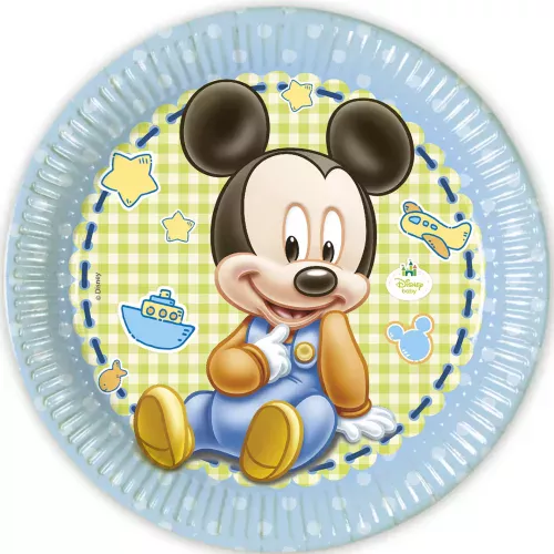 Photo du produit 8 Assiettes carton Bébé Mickey 23 cm