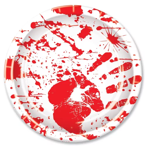 Photo du produit 8 Assiettes en carton main sanglante 23 cm