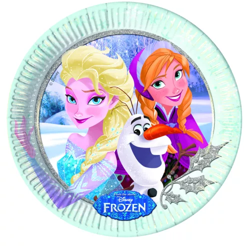 Photo du produit 8 Assiettes en carton La Reine des Neiges câlins d'hiver 23 cm