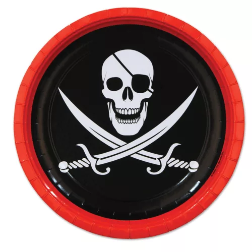 Photo du produit 8 Assiettes en carton Pirate tête de mort 23 cm