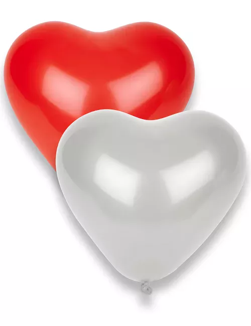 Photo du produit 8 Ballons coeurs rouges et blancs