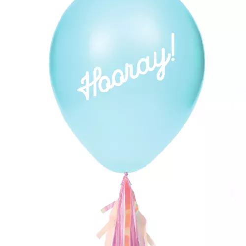 Photo du produit 8 Ballons en latex avec tassels iridescentes et stickers 20,3 cm