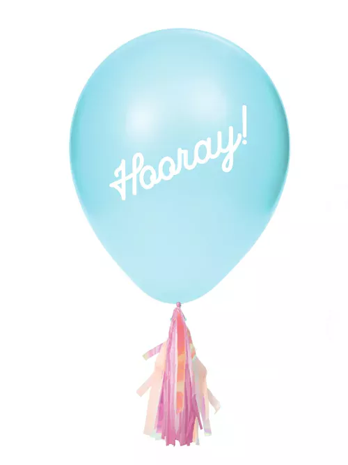 Photo du produit 8 Ballons en latex avec tassels iridescentes et stickers 20,3 cm
