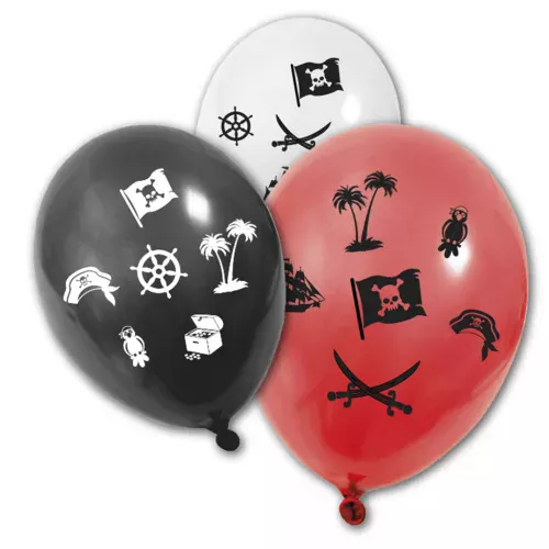 Photo du produit 8 Ballons en latex colorés Pirates 30 cm